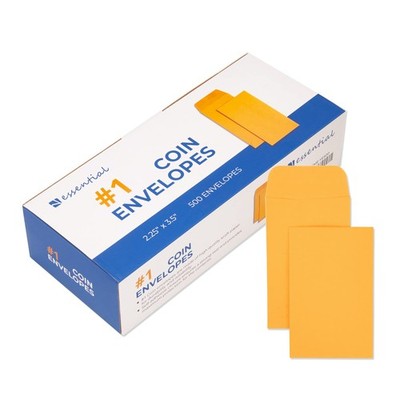 #1 500 Piece Coin Envelopes 2.25'' x 3.5'' with Gummed Flap, Small Parts Envelo...