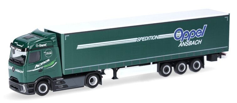 Camion Herpa Mercedes Benz Actros Pro 4x2 miniature HO 1/87 avec remorque 3 essieux Oppel Ansbach