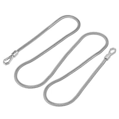 Flat Iron Chain Strap - 39''x0.24'' (LxD) Bag with 2 Buckles, Silver Tone