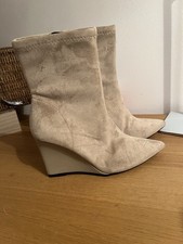River Island beige suede ankle boots wedge heel UK5 Eu38 New