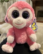 Ty Beanie Boos RAZBERRY Pink Purple Solid Eyes Monkey Plush 9” 2010  W/Tag