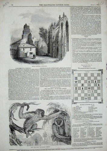 Original Old Antique Print 1845 Trinity Hospital Edinburgh Silvery Gibbons Wou