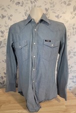 Vintage 90's Wrangler Denim Western Shirt Pearl Snap Mens Small