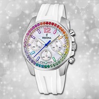Festina Damenuhr Boyfriend F20610/2 Armbanduhr Pu Weiß UF20610/2