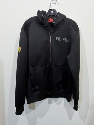 PUMA Scuderia Ferrari Hoodie Mens L Black Fleece Full Zip Sweatshirt Racing