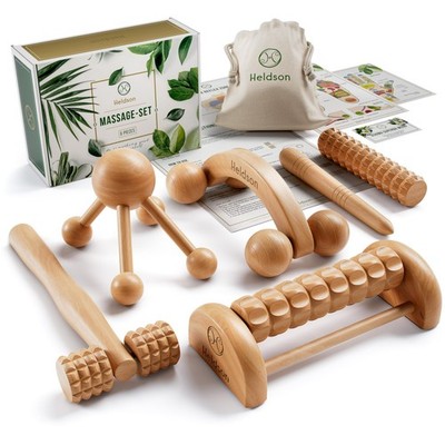   Wooden Therapy Massage Tools [6 Pieces] - Wood Rollers for Body Sculpting -...