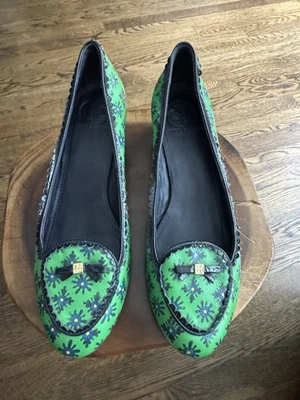 Tory Burch Women's Floral Block Heel Loafers Pump Shoes Size 9 M Leather - Image 1 of 4