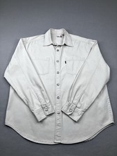 Vintage Levi's Red Tab Metal Buttons Long Sleeve Denim Shirt Off White