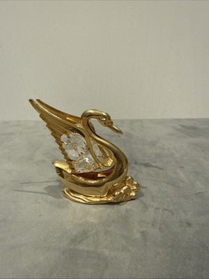 Schwan Figur 24k vergoldet mit Kristallen verziert Figur
