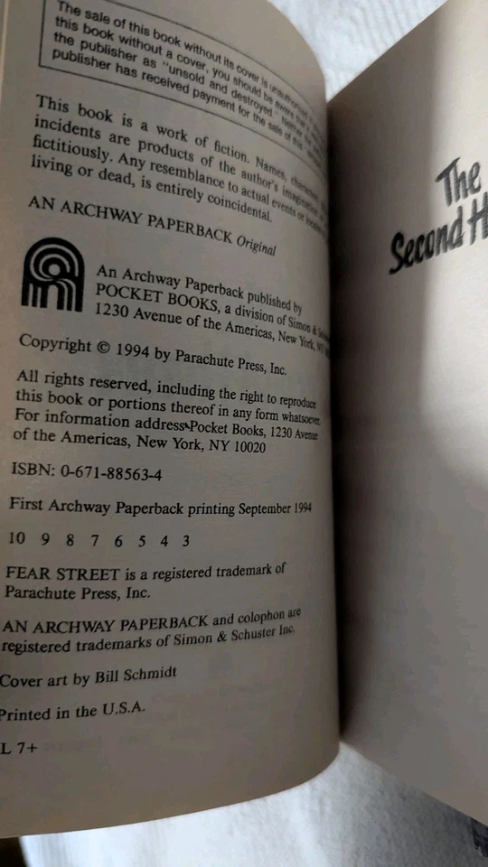 Vintage Lot 1994 Fear Street The Thrill Club & Second Horror R.L. Stine 1st Ed - Image 4 of 4