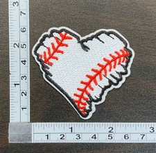 Heart Shaped Baseball Embroidered Iron On Patch