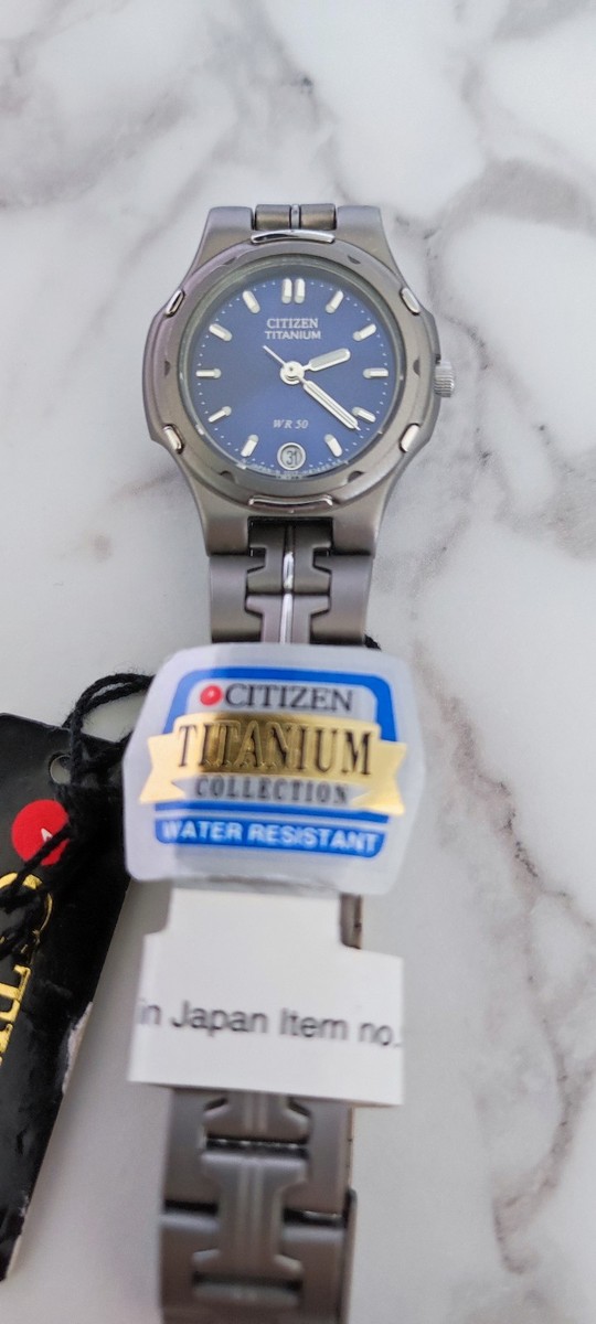 Citizen Titanium Womens Dress Watch Blue Dial Date Quartz View 2