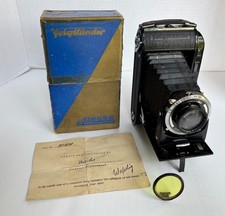 Voigtlander BESSA folding CAMERA Compur-Rapid Helomar 105 mm w/ original BOX