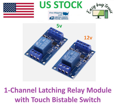 5V 12V DC 1-Channel Latching Relay Module w/ Touch Bistable Switch MCU