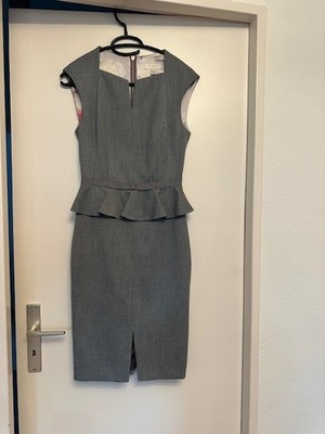 Kleid, von Ted Baker, Gr. 0/32, grau, Poyester/ Viskosa/ Elasthan, mit Volant