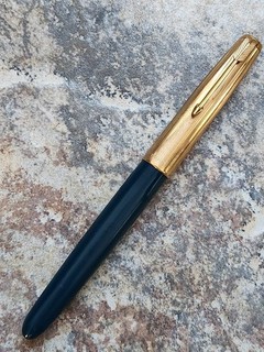 Vintage Parker 51 Fountain Pen Teal Blue Barrel w 1/10 12K Gold Filled Cap