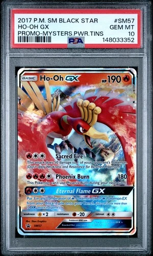 2017 POKEMON SM BLACK STAR PROMO MYSTERIOUS POWERS TINS #SM57 HO-OH GX PSA 10