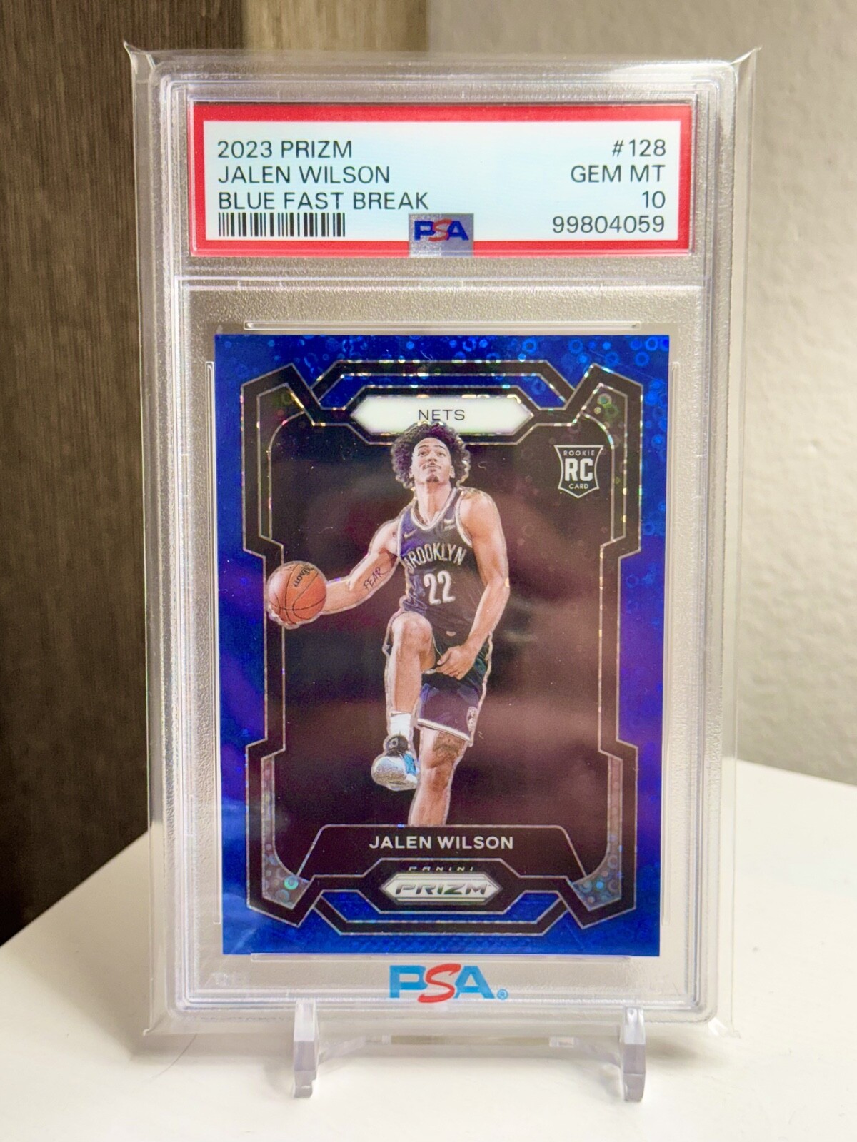 2023-24 Panini Prizm Blue Fast Break Prizm #128 Jalen Wilson RC /150 - PSA 10