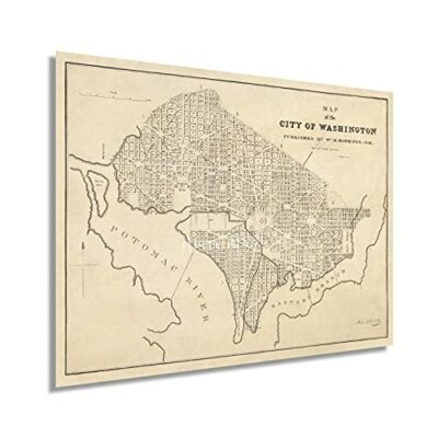 1840 Map of Washington DC - History Map of the City of Washington DC Wall Art