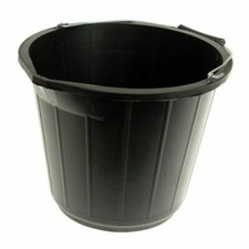 Image of Black Plastic Builders Bucket 3 Gallons Heavy Duty Water/Feed Storage Handle