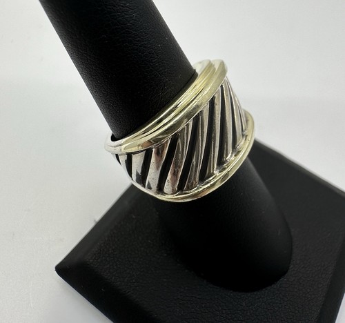 Anello con cavo a fascia per sigari 925 14 kt David Yurman misura 6,5 - Foto 2 di 4