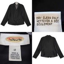 Talbots Blazer Jacket Womens Size 12 Black Crushed Velvet Holiday Party Classic