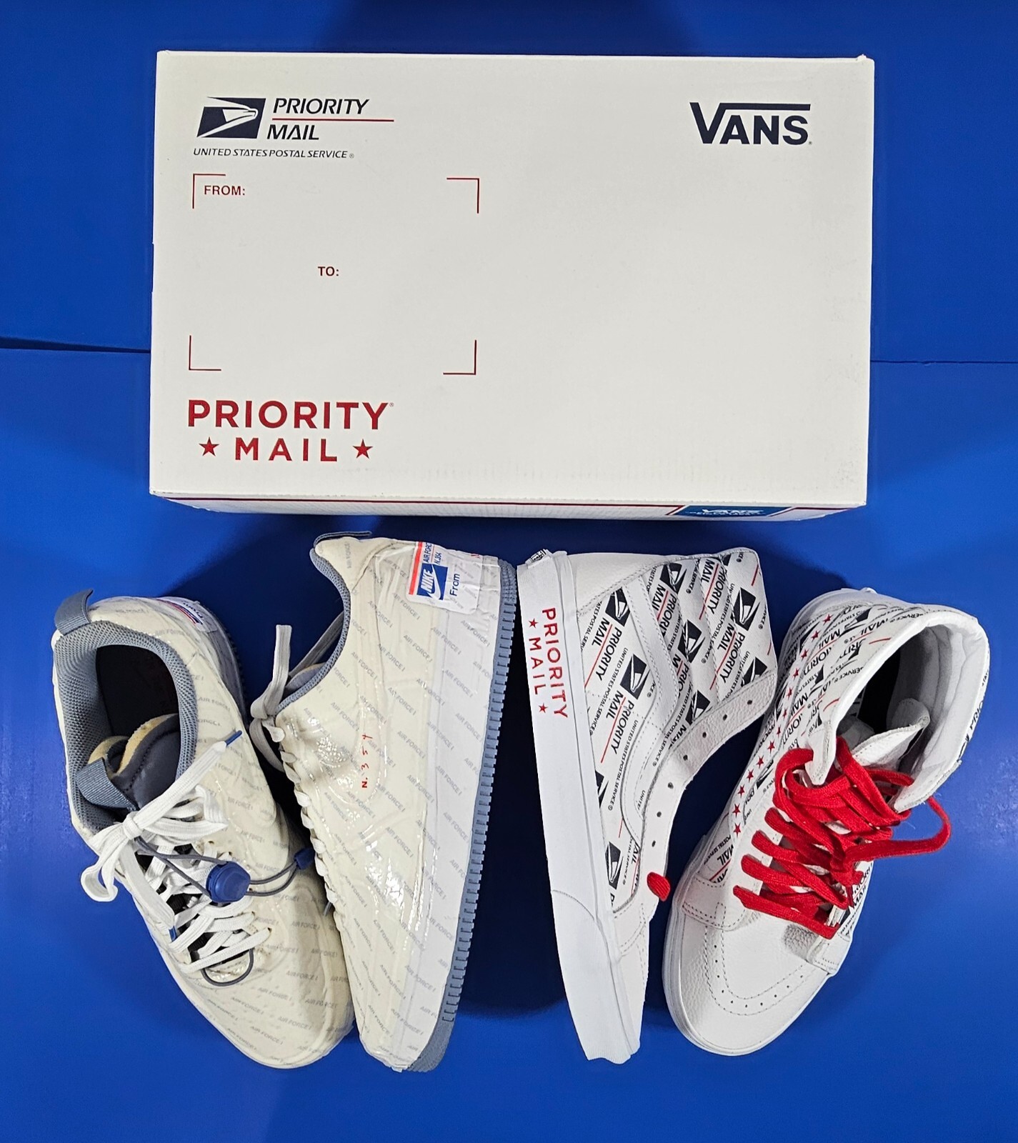 Nike Vans USPS Lote Dos Pares NUEVO Nike AF1 y Vans Priority Mail Talla 9.5 Zapatos