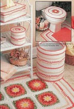 BATH ENSEMBLE LID  TISSUE COVERS  RUG DIGEST SIZE CROCHET PATTERN INSTRUCTIONS