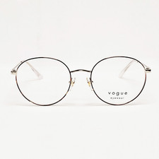 Vogue Eyewear Eyeglass Frames Metal Round Frame Eyeglasses VO4177 Havana 52