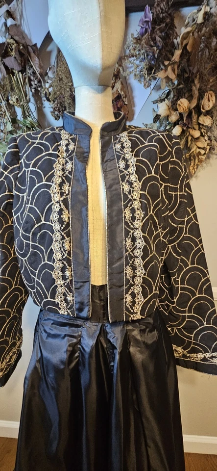 复古两件黑色和金色 Jack Bryan 正装裙套装 Mkd 尺寸 16... — 第 3/4 张图片