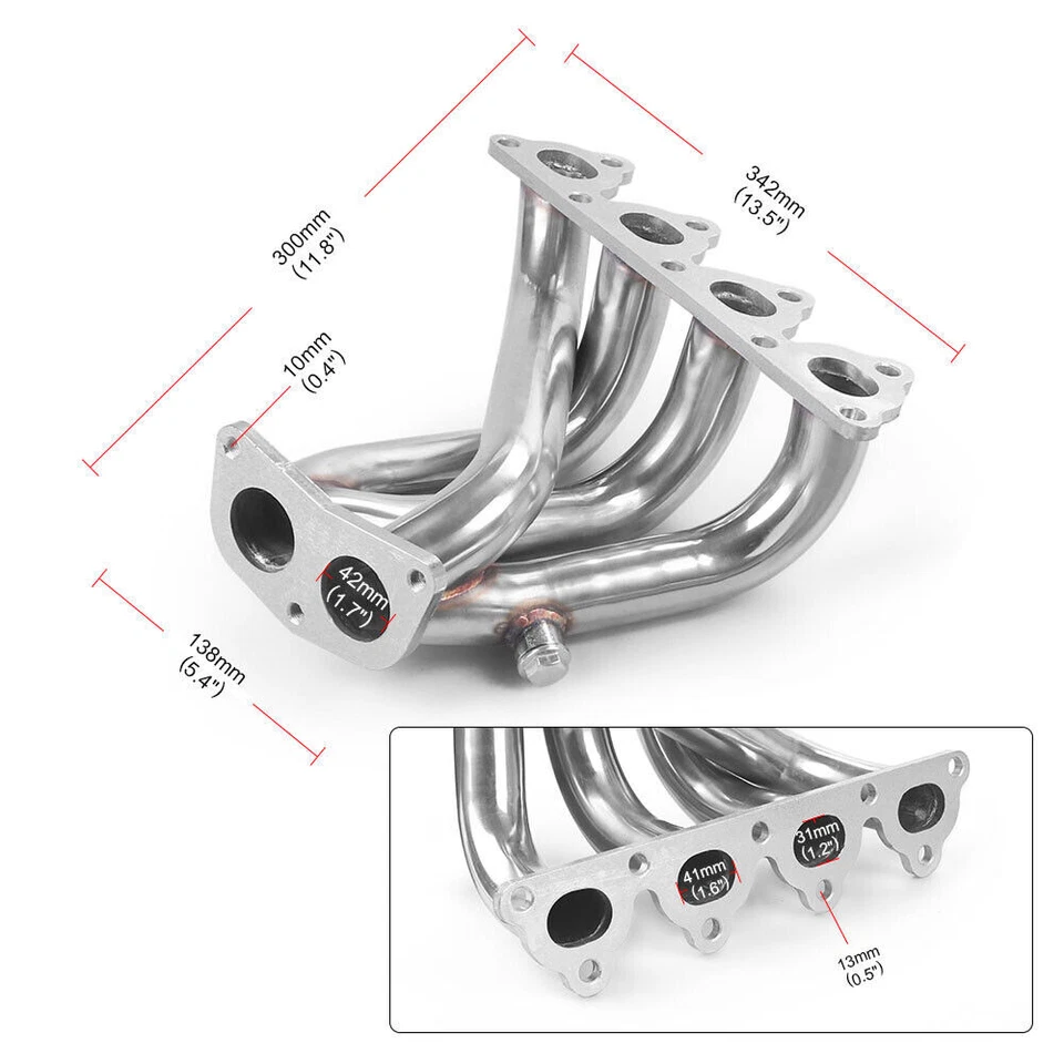 For 1988-2000 Honda Civic D15 D16 D-Series 4-2-1 Stainless Headers 2 Piece Set Foto 4 de 4