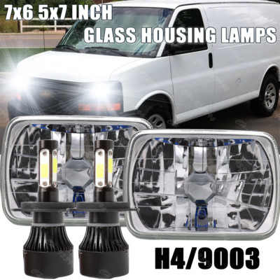Pair 7x6'' 5X7 inch LED Headlight Hi/Lo H4 for Chevy Express Cargo Van 1500 2500