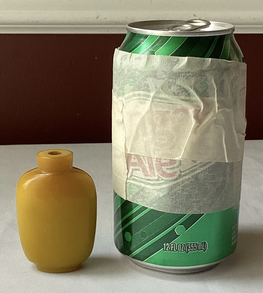 Antigua botella de tabaco china de vidrio de Pekín de finales de la dinastía Qing, (sin tapón) Foto 3 de 4