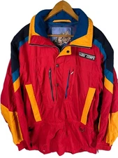 VTG Hard Corps Colorful Water Resistant Full Zip Button Up Jacket Coat Mens L