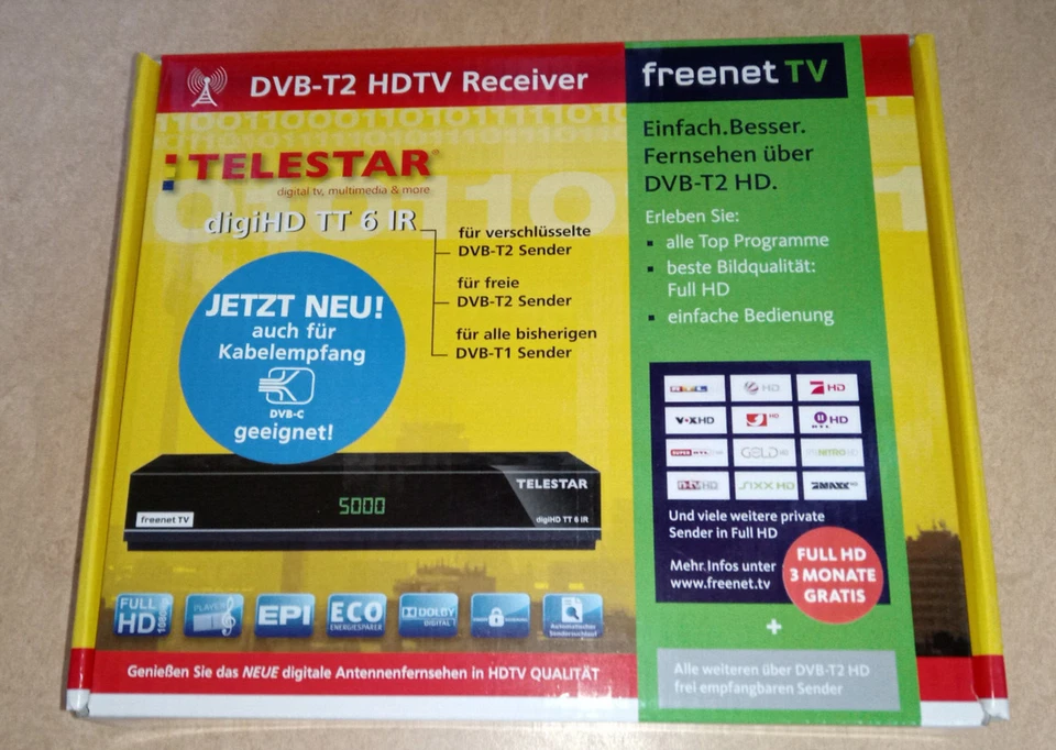 Telestar DVB-T HDTV Receiver mit Verstäker-Antenne und sämtliche Kabel