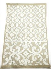 CARO BEIGE,WHITE OEKO-TEX COTTON FLORAL PATTERN BATH,2 HAND TOWEL,2 FINGER TIP