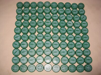100 LOT CLEAN SPRITE COKE COLA GREEN BOTTLE CAPS LIDS RECYCLED ART CRAFTS USED