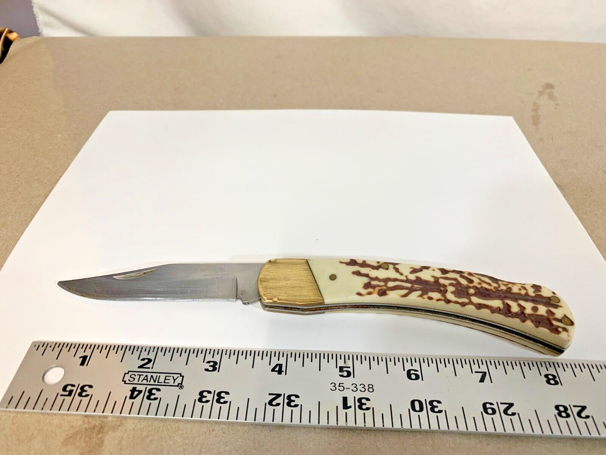 タイムセール　ポケットクリッター　おおかみ Mossy Oak Brass Faux Stag Horn Handle Lockback Knife | eBay