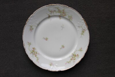 Theodore Haviland Limoges France 9 3/4'' Plate Floral Gold Rimmed Raised Pattern