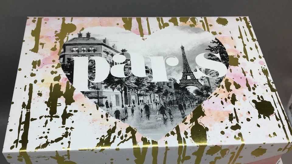 Punch Studio Paris Decorative Storage Box Eiffel Tower Pink Gold Keepsake 12" - Image 3 of 4