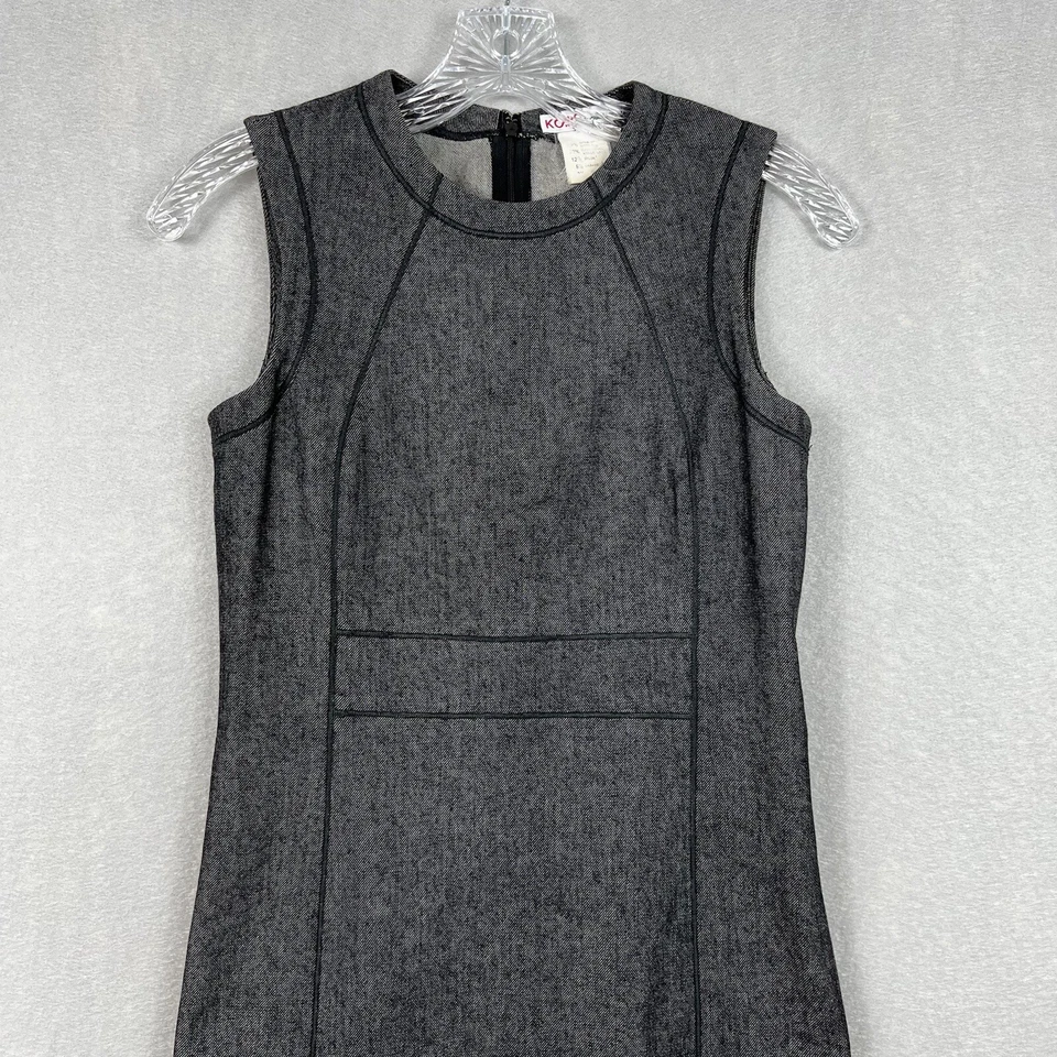 Vestido Michael Kors Mujer Talla 2 Negro Denim Midi Sin Mangas Funda Hecho en Italia Foto 3 de 4