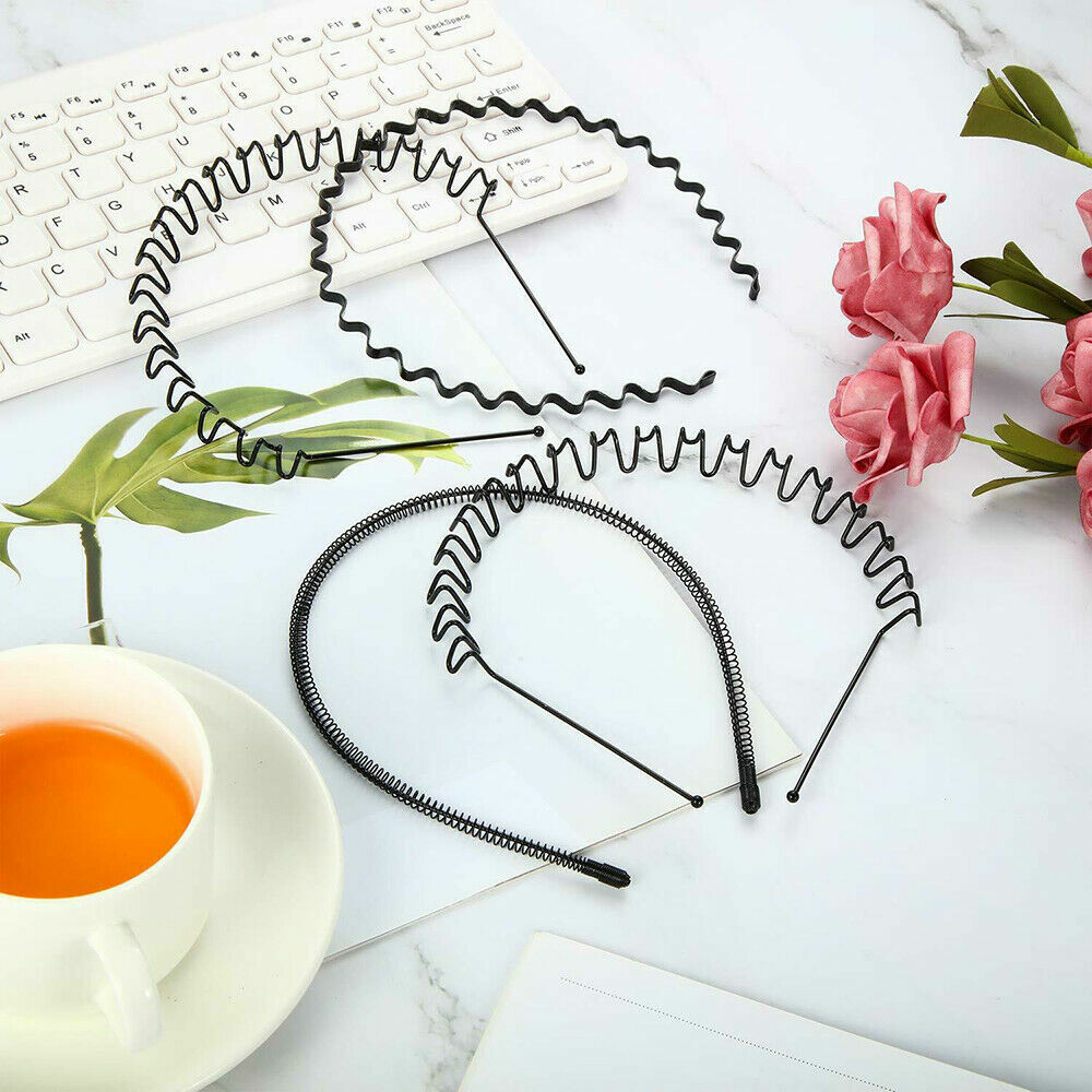 6PCS Metal Hair Headband Wave Style Hoop Band Comb Sports Hairband for Men Women