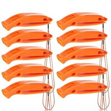 Image of 10 Emergency Distress Survival Whistle With Lanyard Hiking Camping Safety Orange
