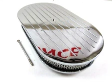 15'' Oval Ball Milled Aluminum Carb Air Cleaner w/ Element Chrome E40043C
