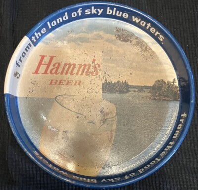 Vintage Hamm's Beer Serving Tray, Lake Scene, 13'', Land Of Sky Blue Waters