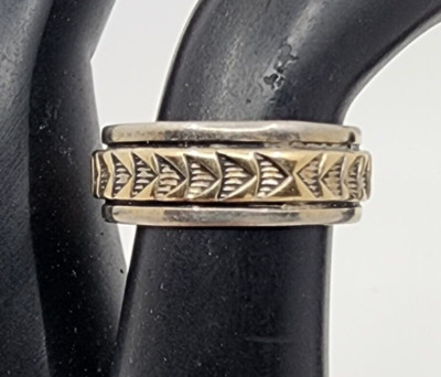 Vintage M. M. Rogers Sterling Silver & 14k Yellow Gold Band Ring Sz 6.5 Signed