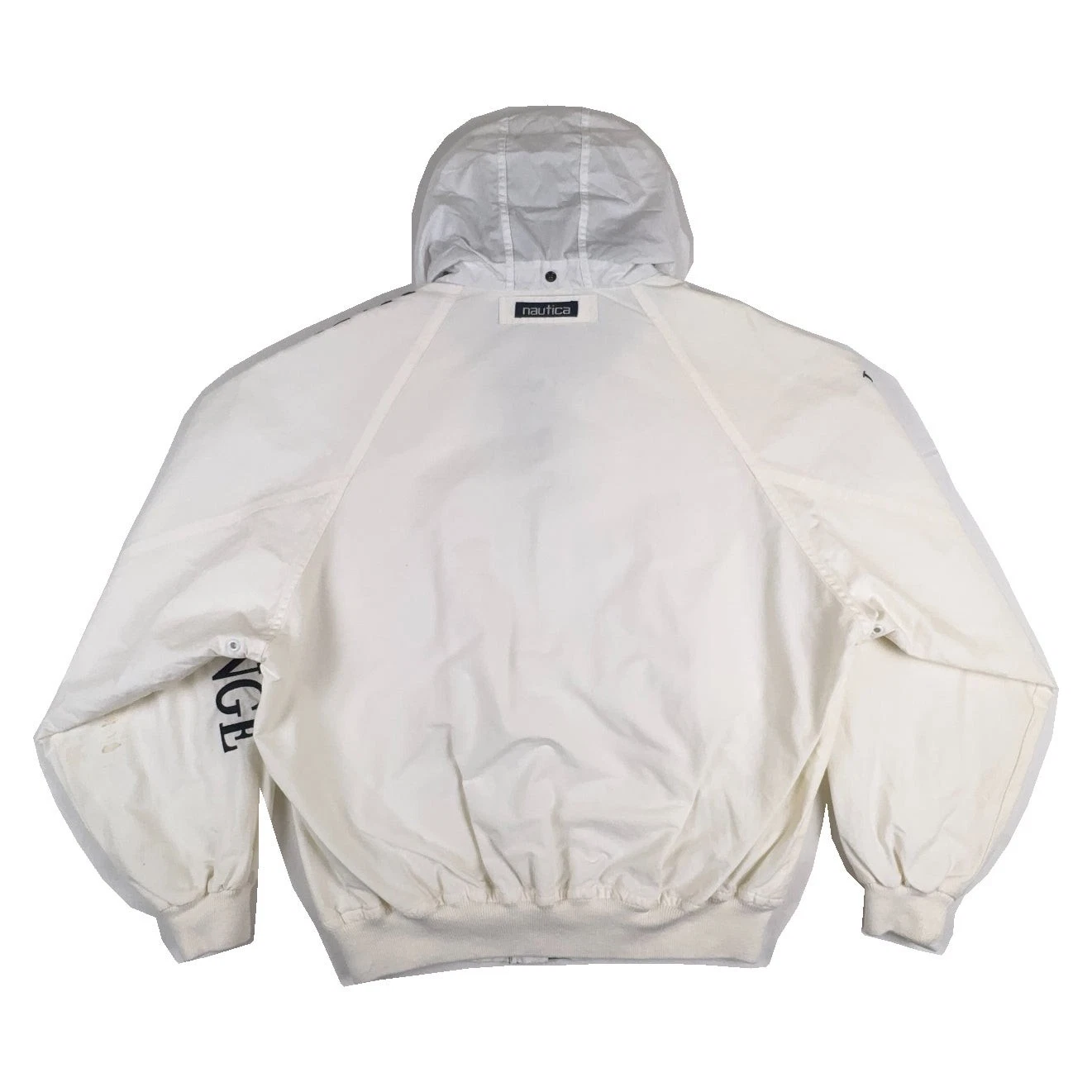 Vintage 90s Nautica Challenge J-Class Sailing Jacket Large White Hideaway Hood image 2
