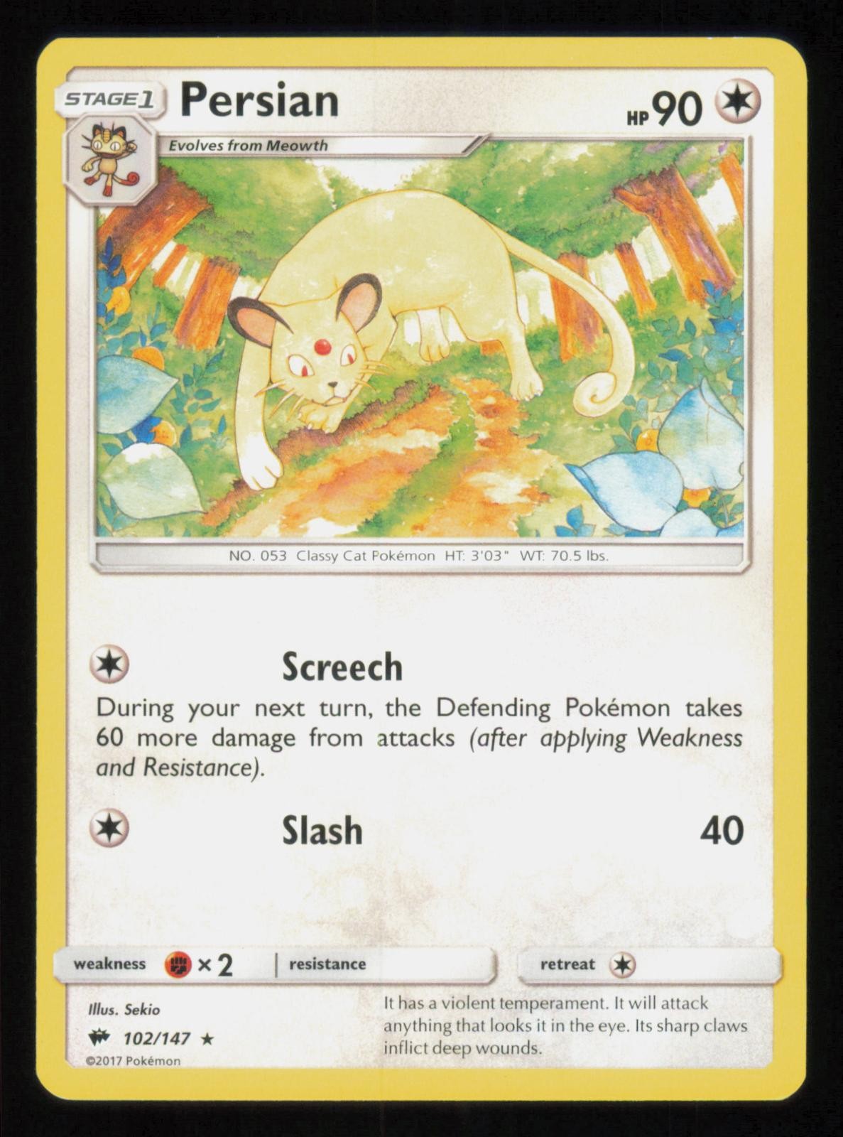 PERSIAN 102/147 RARE BURNING SHADOWS NM/M POKEMON