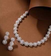 INDIAN BOLLYWOOD BRIDAL CHOKER NECKLACE EARRINGS SET WEDDING AD CZ JEWELRY