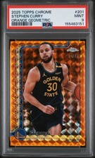 2025-26 Topps Chrome Stephen Curry #201 Orange Geometric Refractor 10/25 PSA 9